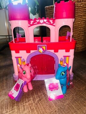 Pink and Blue Princess Castle Playset with Ponies
